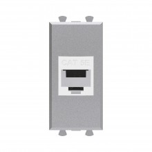 Компьютерная розетка RJ-45 без шторки модульная, кат.5е, "Avanti", "Закаленная сталь", 1 модуль
