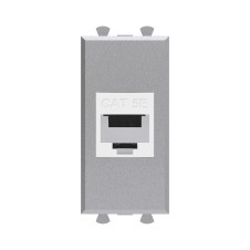 Компьютерная розетка RJ-45 без шторки модульная, кат.5е, "Avanti", "Закаленная сталь", 1 модуль