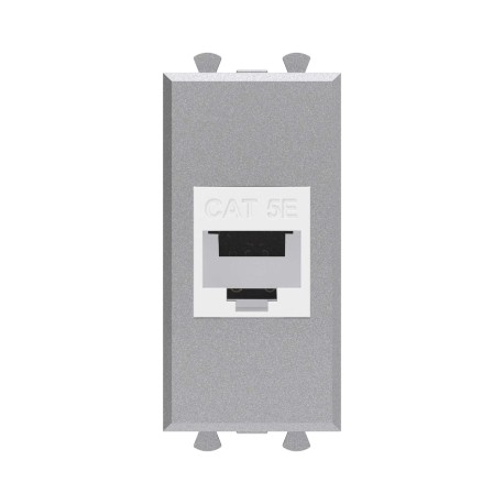 4404661 | Компьютерная розетка RJ-45 без шторки модульная, кат.5е, "Avanti", "Закаленная сталь", 1 модуль
