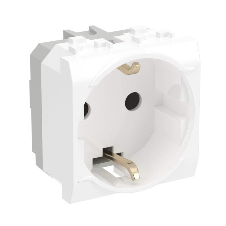 76482B | Электрическая розетка с заземлением, со шторками, белая, 2мод.-1