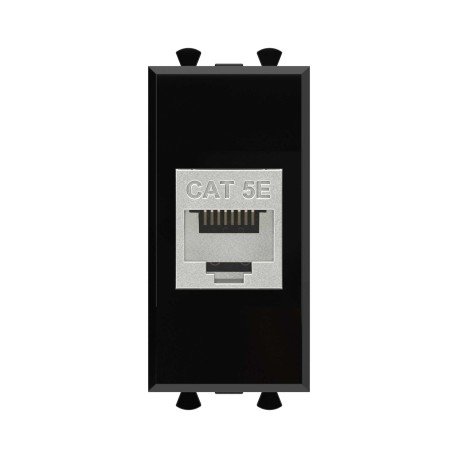 4402761 | Компьютерная розетка RJ-45 без шторки модульная, кат.5е экранированная, "Avanti", "Черный квадрат", 1 модуль