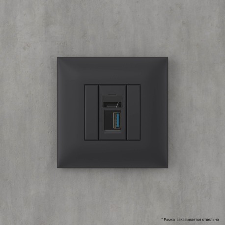 4412303 | USB 3.0 розетка одинарная в стену, тип А-А, Avanti, Черный матовый-5