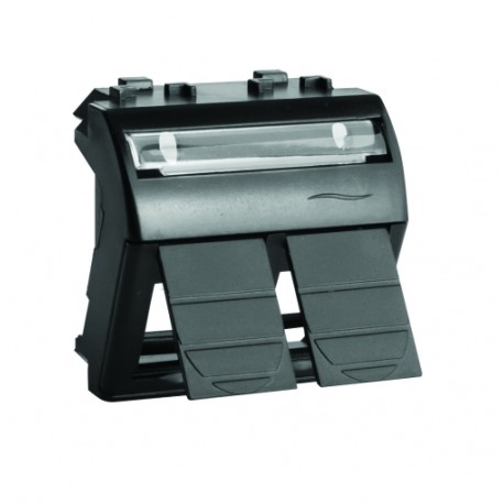 77614N | Адаптер для двух информационных разъемов Keystone, черный, 2мод.