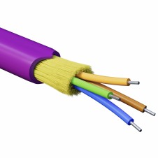 Кабель волоконно-оптический, распределительный, арамидные упрочняющие нити, для внутренней прокладки, нг(А)-HF, 4 ОВ, категория OM4 (G.651.1) плотный буфер, 0,4 кН, барабан 2000 м