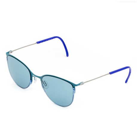 TCSDTM53010001 | Бирюзовые солнцезащитные очки из титана со светло-синими линзами. Модель 04