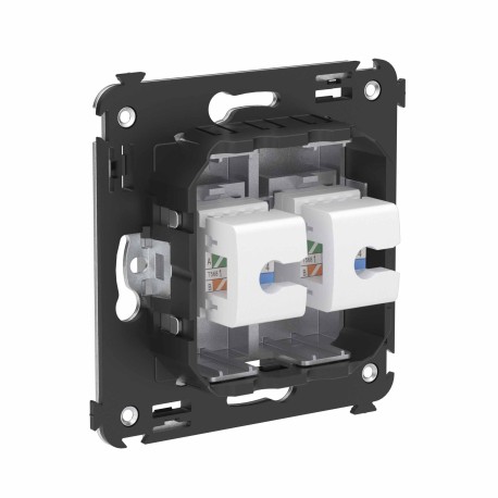 4404614 | Телефонная розетка RJ-12 без шторки в стену двойная, "Avanti", "Закаленная сталь"-2