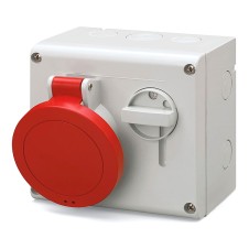 Розетка наружной уст. с механической блокировкой и верхним расположением разъема IP44 16А 3P+E 400В