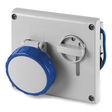 Розетка скрытой уст. с механической блокировкой и верхним расположением разъема IP67 16А 2P+E 230В