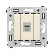 Компьютерная розетка RJ-45 без шторки в стену, кат.5e одинарная экранированная, "Avanti", "Ванильная дымка"