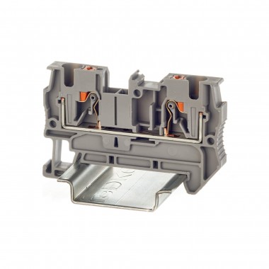 VPR-4-GY | Клемма проходная, зажим push-in, 2 точки подключения, 4 кв.мм, серая