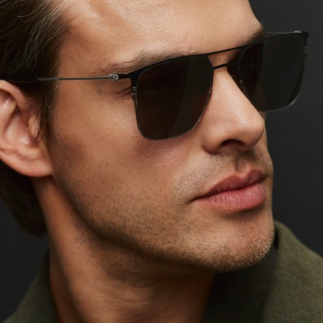 TCSHAM55010001 | Черные солнцезащитные очки из титана с серыми линзами. Модель 12-7