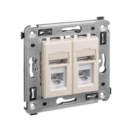 4405314 | Телефонная розетка RJ-12 в стену двойная, "Avanti", "Ванильная дымка"-1
