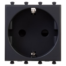 Розетка модульная, 2P+E, с з/ш, Avanti, Черный матовый, 2 модуля