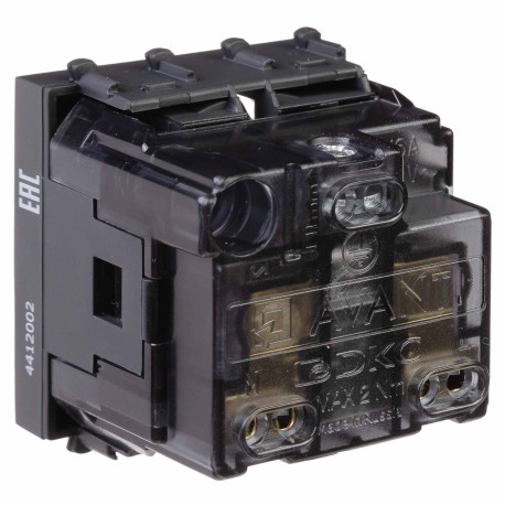 4412002 | Розетка модульная, 2P+E, с з/ш, Avanti, Черный матовый, 2 модуля-3