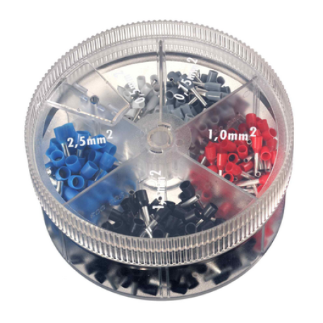 2ARTD10025 | Контейнер наконечников-гильз с изолир.фланцем 2,50 кв.мм синий (1 упаковка - 1000 шт)