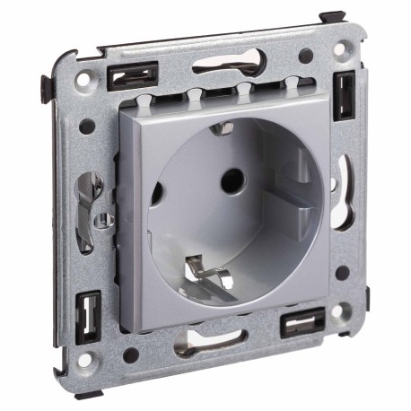 4404003 | Розетка в стену, 2P+E, с з/ш, "Avanti", "Закаленная сталь"-1