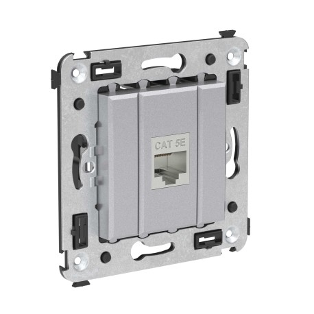 4404763 | Компьютерная розетка RJ-45 без шторки в стену, кат.5e одинарная экранированная, "Avanti", "Закаленная сталь"-1