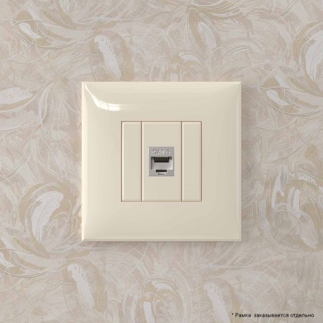 4405793 | Компьютерная розетка RJ-45 без шторки в стену, кат.6 одинарная экранированная, "Avanti", "Ванильная дымка"-4