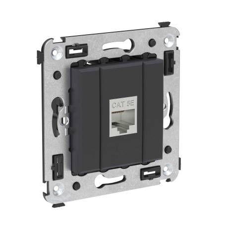 4412763 | Компьютерная розетка RJ-45 без шторки в стену, кат.5e одинарная экранированная, "Avanti", "Черный матовый"-1