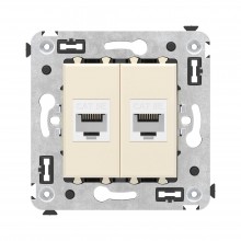Компьютерная розетка RJ-45 без шторки в стену, кат.5е двойная, "Avanti", "Ванильная дымка"