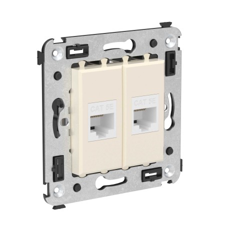 4405664 | Компьютерная розетка RJ-45 без шторки в стену, кат.5е двойная, "Avanti", "Ванильная дымка"-1