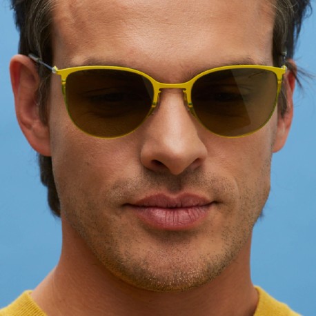 TCSDTM53010004 | Желтые солнцезащитные очки из титана с оливковыми линзами. Модель 04-6