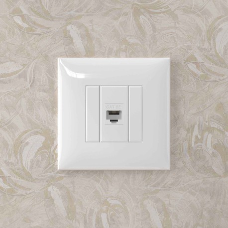 4400663 | Компьютерная розетка RJ-45 без шторки в стену, кат.5е одинарная, "Avanti", "Белое облако"-4