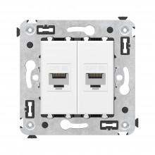 Компьютерная розетка RJ-45 без шторки в стену, кат.5е двойная, "Avanti", "Белое облако"