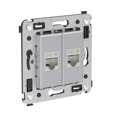 4404764 | Компьютерная розетка RJ-45 без шторки в стену, кат.5e двойная экранированная, "Avanti", "Закаленная сталь"-1