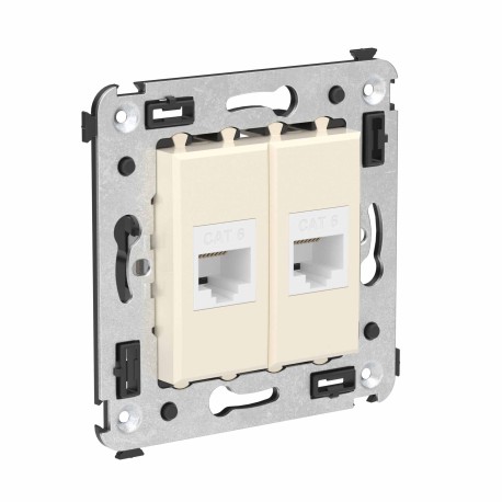 4405694 | Компьютерная розетка RJ-45 без шторки в стену, кат.6 двойная, "Avanti", "Ванильная дымка"-1