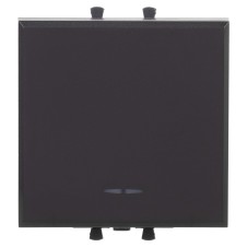 Выключатель одноклавишный модульный, Avanti, Черный матовый, 2 модуля