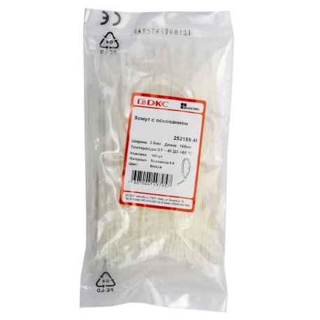 252155-M | Хомут P6.6 с основанием, белый, 3,5x150-2