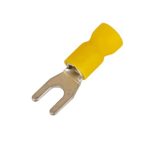 2C14P-EE-PVC | Наконечник вилочный с изолир.фланцем ПВХ, легкий ввод жилы, 2,5-6 кв.мм М4 (д.4,3 мм) (НВИ)