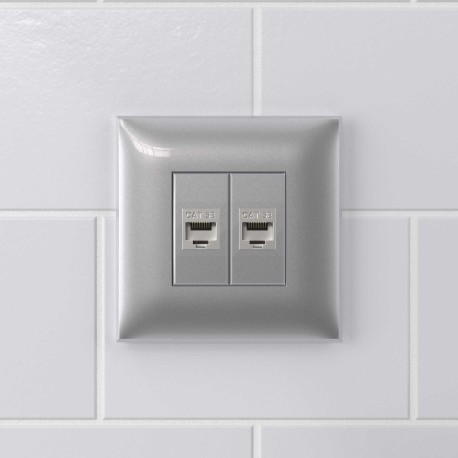 4404764 | Компьютерная розетка RJ-45 без шторки в стену, кат.5e двойная экранированная, "Avanti", "Закаленная сталь"-4