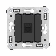 Компьютерная розетка RJ-45 без шторки в стену, кат.6 одинарная, "Avanti", "Черный матовый"
