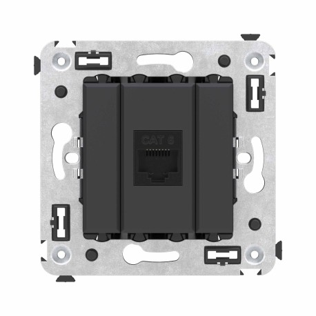 4412693 | Компьютерная розетка RJ-45 без шторки в стену, кат.6 одинарная, "Avanti", "Черный матовый"