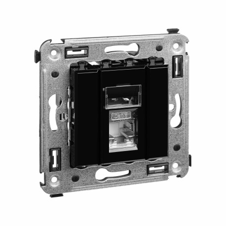 4402393 | Компьютерная розетка RJ-45 в стену, кат.6 одинарная экранированная, Avanti, Черный квадрат-1