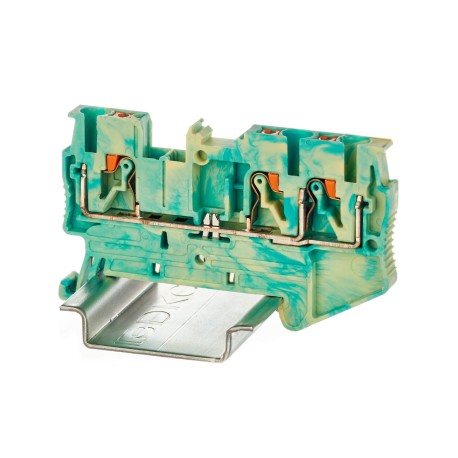 VPR-2.5-TWIN-PE-YG | Клемма заземления, зажим push-in, 3 точки подключения, 2.5 кв.мм, серая