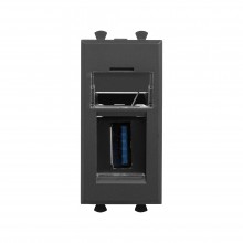 USB 3.0 розетка модульная, тип А-А, Avanti, Черный матовый, 1 модуль