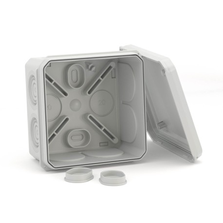 53770 | Коробка ответвительная с 8+2 кабельными вводами д.20/20мм, IP55,70х70х40мм-3