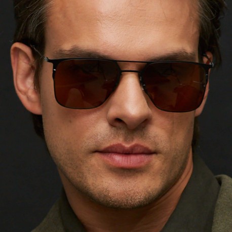 TCSHAM55010002 | Черные солнцезащитные очки из титана с коричневыми линзами. Модель 12-6