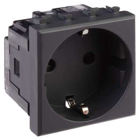 4412002 | Розетка модульная, 2P+E, с з/ш, Avanti, Черный матовый, 2 модуля-1