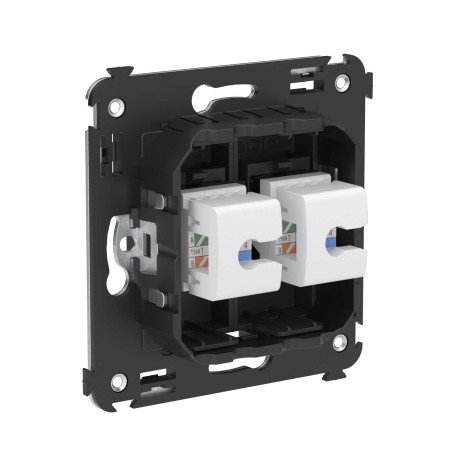 4412664 | Компьютерная розетка RJ-45 без шторки в стену, кат.5е двойная, "Avanti", "Черный матовый"-2