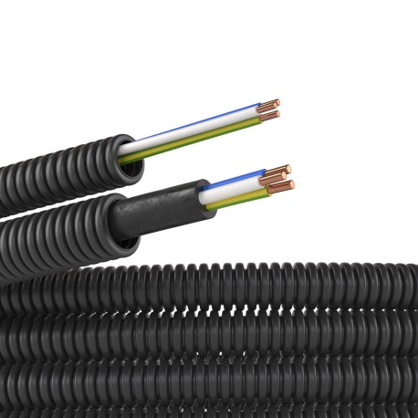 7V71650 | Электротруба ПНД гибкая гофр. д.16мм, цвет черный, с проводом ПуВ 3х2,5мм? РЭК "ГОСТ+", 50м