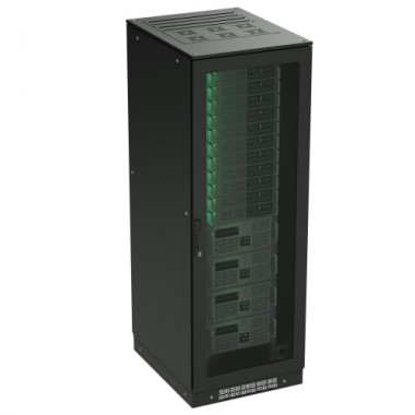 R5IT2461PFB | Напольный шкаф 24U 600х1000 двери перфорированная/перфорированная, укомплектован вводом и заглушками RAL 9005