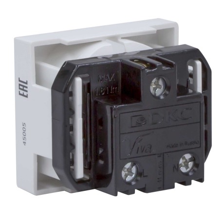 45005 | Розетка силовая 2Р+Е, со шторками, ''Viva'', 2 мод., цвет белый-3