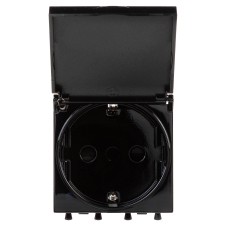 Розетка с крышкой модульная, 2P+E, с з/ш, "Avanti", "Черный квадрат", 2 модуля