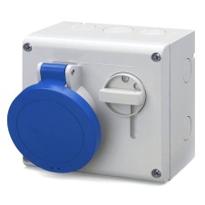Розетка наружной уст. с механической блокировкой и верхним расположением разъема IP44 16А 2P+E 230В
