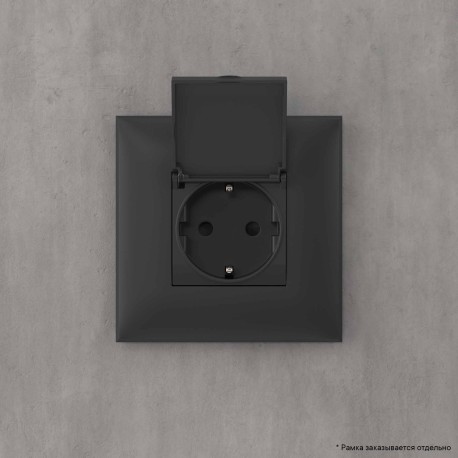 4412013 | Розетка с крышкой в стену, 2P+E, с з/ш, Avanti, Черный матовый-5