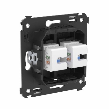 4412614 | Телефонная розетка RJ-12 без шторки в стену двойная, "Avanti", "Черный матовый"-2